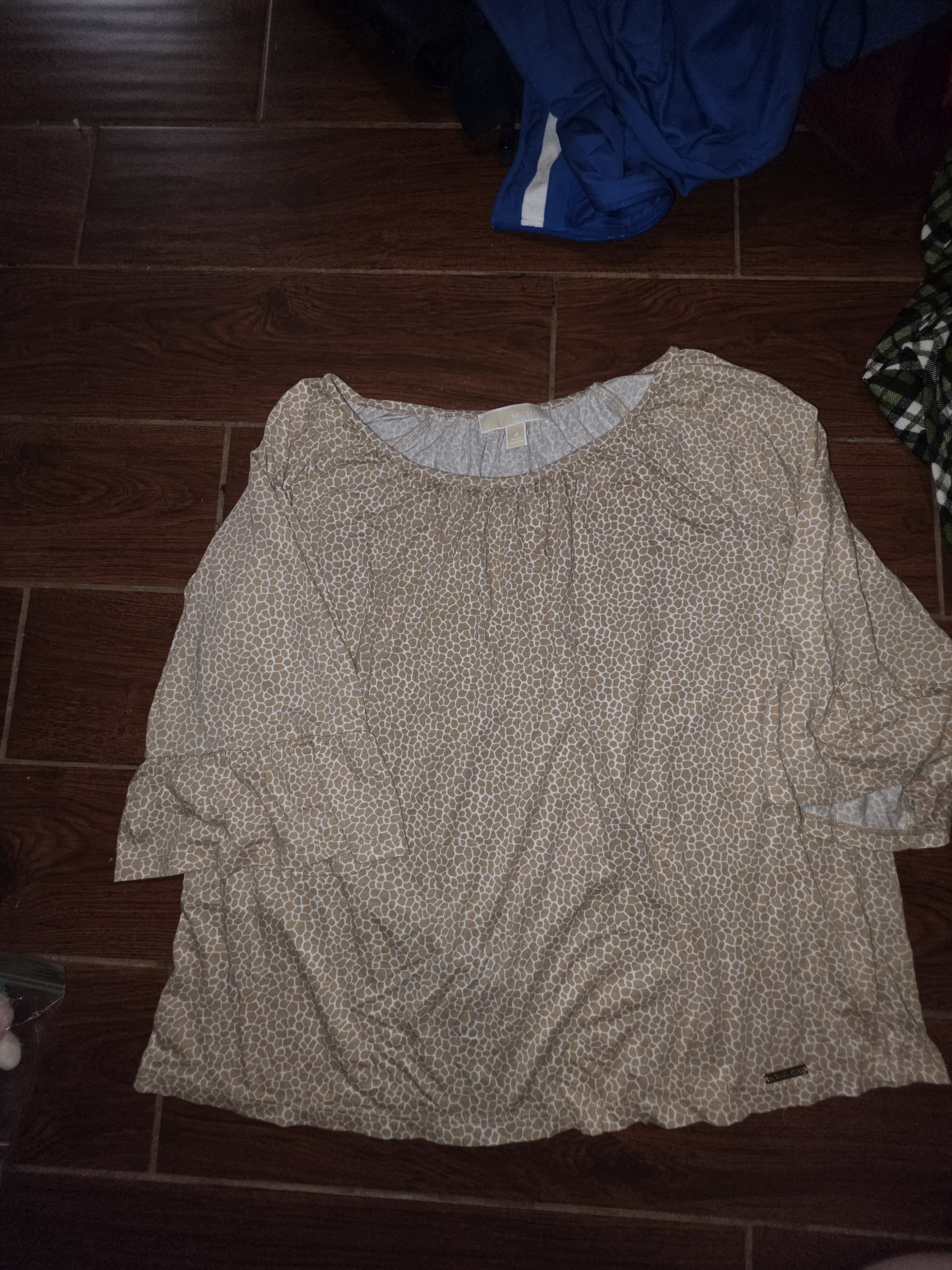 Michael Michael Kors Tan And Cream Printed Blouse